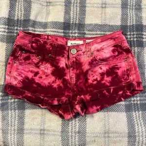 Red tie-dye shorts